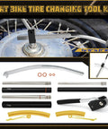 Portable Must Have Dirt Bike Tire Changing Tool Kit Fits 16 To 21 Inch Wheels with various tools and components displayed