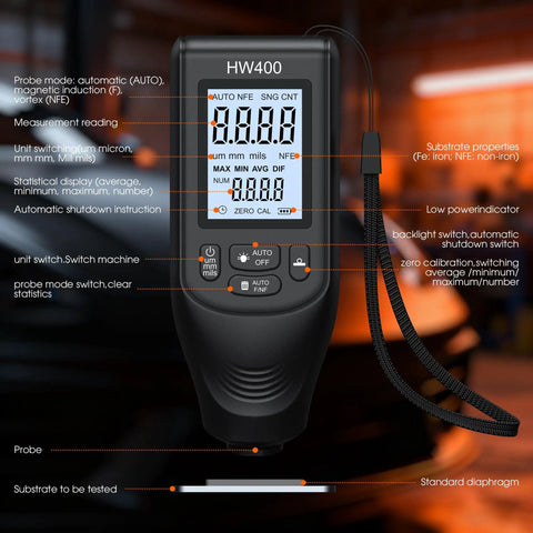 Digital Paint Thickness Gauge For Cars And All Surfaces Coating Thickness Meter For Metals Plastics Ceramics Glass Water And More Fast Readouts