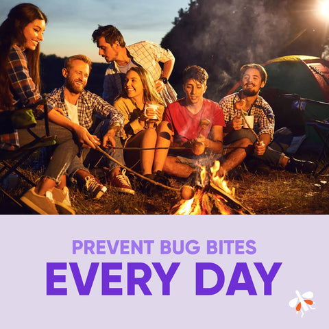 Group camping with fire, using Clean Feel Insect Repellent Aerosol With 20 Percent Picaridin For Mosquitoes Ticks And Flies