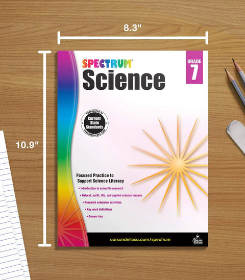 Grade 7 Science Workbook For Middle School Covering Natural Earth And Life Sciences With Hands On Research Activities on desk