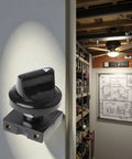 Close-up of Ceiling Fan Rotary Switch Four Position Three Speed Selector With Push Button Control on wall, installed in room.