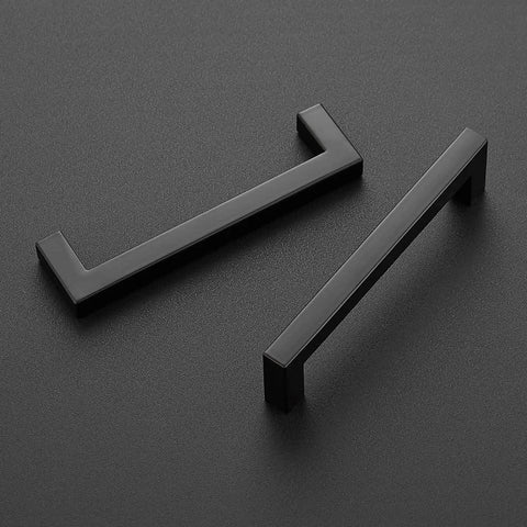 Five Pack 5 Inch Square Cabinet Handles Matte Black Drawer Pulls For Kitchen Cupboard Hardware, Easy Install Center To Center 5 Inch Pulls For Cabinets, Durable Solid Metal Kitchen Cabinet Hardware Upgrade You Can Count On