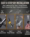 Heavy Duty 32.8 Ft Cable Replacement Kit With 6mm PU Coated Steel Wire Rope And 17 Accessory Bits installation steps.
