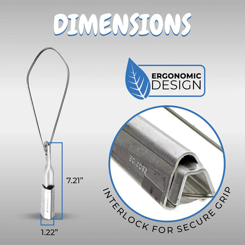 2 Pack Aluminum Wedge Clamps For Range 2/0 To 4/0 With Stainless Steel Ball Handle, shown with dimensions and interlock design