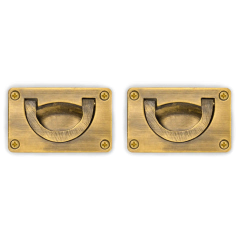 Solid Brass Box And Drawer Pulls Set Of 2, 3 Inch Length, Vintage Industrial Cabinet Hardware For Furniture, Architectural Interior Design Upgrade