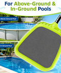 Heavy Duty Pool Skimmer Net With Reinforced Frame And Nylon Flat Leaf Rake For Spas Ponds And Swimming Pools Pro Grade Cleaning Tool