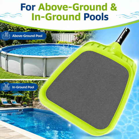 Heavy Duty Pool Skimmer Net With Reinforced Frame And Nylon Flat Leaf Rake For Spas Ponds And Swimming Pools Pro Grade Cleaning Tool