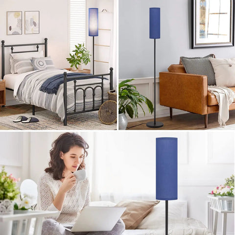 Blue Shade Floor Lamp Tall 65 Inch Standing Lamp For Living Room And Bedroom, Dope Modern Minimalist Pole Lamp With Industrial Style, E26 Bulb Ready, Ideal Home Decor For Office