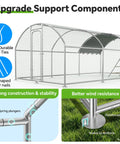 Heavy Duty Metal Chicken Coop With Weatherproof Canopy For Farm And Backyard Use Supporting Chickens Ducks And Rabbits, Rust Resistant Steel Frame, Dome Roof Roosting Perch, 10 Ft Wide By 19.7 Ft Long By 6.4 Ft High, featuring upgrade support components.