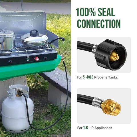 6 Feet Propane Hose Adapter From 1Lb To 20Lb And 20Lb To 1Lb Converter For Outdoor Grills And Heaters, Easy Hookup For Weber Q, Coleman Stove, Blackstone Griddle, Buddy Heater, And Weber Traveler