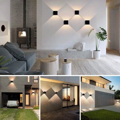 Four Pack Modern LED Wall Sconces Waterproof IP65 Outdoor Aluminum in living room and outdoor settings