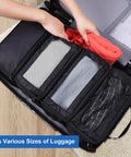 Hangable Travel Luggage Organizer For Carry On Collapsible Hanging Packing Cubes With Four Compartments shown in suitcase