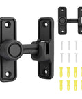 Sliding Barn Door Lock Latch Hardware 90 and 180 Degree Dual Slide Lock for home security doors, zinc alloy, black