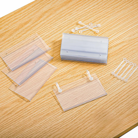 100 Pack Plastic Wire Shelf Label Holders 4 By 2.3 Inches Clear Price Tag Holder Sign And Ticket Holder With Double Snap Lock Closure