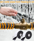 Applying 3 Inch By 13Ft Pipe Insulation Tape 2 Pack Weather Resistant Foam Pipe Wrap on outdoor water pipe in snowy setting