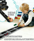 Child playing with Ultra Long 16.4-Foot Flexible Race Track For Kids 3 And Up, Dual Lane Roll-Up Set With 4 Cars