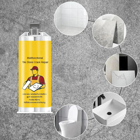All In One Tile Stone Crack Repair Kit For Ceramic Porcelain Marble And Granite With Color Matching Glaze Paste Quick And Easy Chip Fix For Cracks In Tiles Countertops Bathtubs And Showers Like A Pro tube with application examples