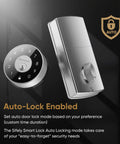 WiFi Smart Lock With Gateway For Airbnb And Rental Property Management Keyless Entry Stainless Steel Deadbolt Easy Install No Drilling Remote Access For Hosts And Residents shown at angle with auto-lock feature.