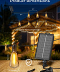 Detail of 52Ft Solar String Lights For Outdoor Patio Waterproof With Remote And Timer, USB Or Solar Powered Dimmable Backyard Party Lights