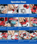 Operation steps for using the 2-In-1 Aluminum Slotting Locator For Woodworking, showing setup and adjustment procedures.
