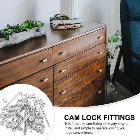 Twenty Sets Heavy Duty Furniture Connector Kit With Cam Fittings Dowel Pins And Iron And Zinc Alloy Fasteners For Office Cabinets And Home Furniture Repairs Easy To Carry And Store, for wooden dresser