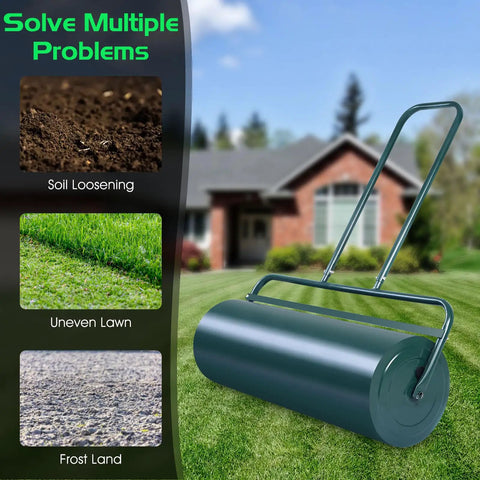 24 Inch Lawn Roller With 13 Gallon Capacity Heavy Duty Steel Yard Roller for garden, soil loosening, uneven lawn, frost land
