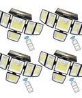 4 Pack of Solar Motion Flood Lights For Outdoors, 3200lm With 496 LEDs, 6 Heads, IP65, Security Floodlights with remotes
