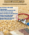 Heavy Duty Electric Screw Conveyor With Stand, Pro Grade High Output Grain Auger Feeder with specifications displayed