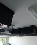 Overhead Garage Storage System With One Or Two Six Tote Sets Using Greenmade 27 Gallon Totes Sold By Costco Patent Protected Design