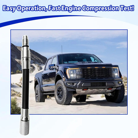 12mm Compression Tester Adapter For Ford 4.6L 5.4L 6.8L 3 Valve Triton Engines 2008 And Later next to a black truck on sand