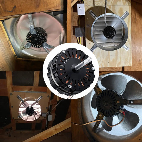 Attic Fan Replacement Motor Kit For Lomanco 2000 Power Vent Black Replaces F0510B2944 And F0510B2497 motor installed