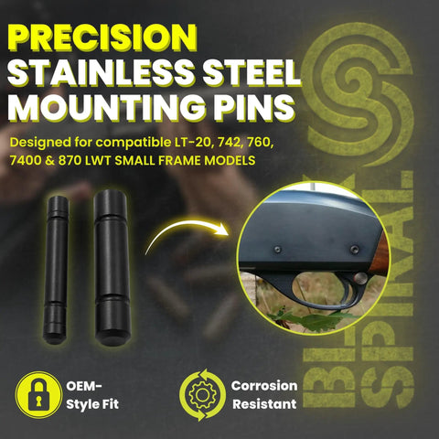 Black Steel Mounting Pins Set For Remington LT-20 LT-20 Special 742 760 7400 870 LWT Small Frame Models Replacement Hardware Two Pack With Rugged Build And Easy Install For Reliable Fit, black steel pair