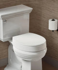 Hyten 3 Inch Elevated Soft Close Round Toilet Seat With Contoured Comfort And Grip Tight Bumpers Quick Attach Hardware White