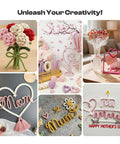 Assorted DIY craft projects featuring yarn flowers, decor, and a Mother's Day theme using an Automatic I Cord Knitting Machine Pro Electric I Cord Knitter With 3 Speed Adjustable Hands Free Yarn Knit Helper For Fast DIY Craft Projects Crochet Maker Tool.