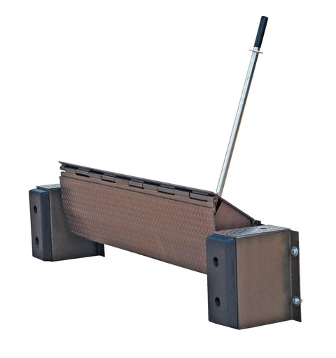Heavy Duty Steel Mechanical Dock Leveler equipped with a beefy 66 inch ramp width and solid 25000 lb load rating, showing grippy tread plate.