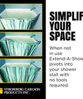 Extend A Shower RV Rod Hinged Folding Adjustable Shower Curtain Rod For RV And Camper Bathrooms Space Saving Satin Finish Fits 35 To 40 Inch Openings Included, shown retracted