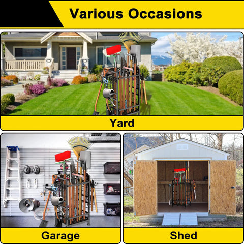 Three Tier Garden Tool Organizer For Garage And Shed Heavy Duty Metal Tool Storage Rack Holds Up To 78 Tools in yard, garage, shed