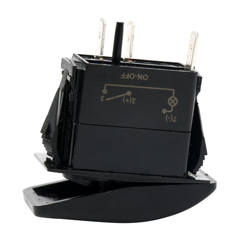 Side view of 12V 20A Waterproof LED On Off Rocker Switch For Boats Marine SPST 3-Terminal With Red Illumination Built Tough