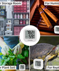 All In One Room Humidity And Temperature Meter With LCD Display Accurate Hygrometer Thermometer For Bedroom Nursery Office Greenhouse And Cellar Easy To Read Sensor With Precise Temperature And Humidity Readings on storage, cigar, plant, reptile uses