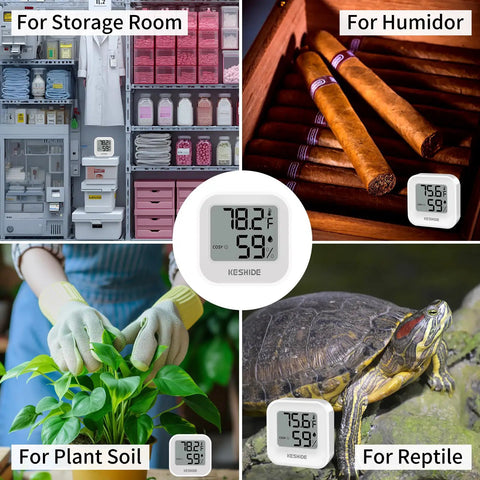 All In One Room Humidity And Temperature Meter With LCD Display Accurate Hygrometer Thermometer For Bedroom Nursery Office Greenhouse And Cellar Easy To Read Sensor With Precise Temperature And Humidity Readings on storage, cigar, plant, reptile uses
