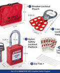 Lockout Tagout Electrical LOTO Kit for Quick Power Down 120/277V to 480/600V Circuit Lockouts Red Padlock Hasps and Tags