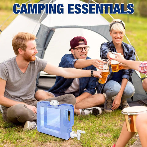 Eight Tenths Gallon Refrigerator Water Dispenser With Leak Proof Spigot And Easy Grip Handle at a camping scene.