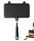 Flip Panini Sandwich Maker With Nonstick Aluminum Grill Pan And Handle Stovetop Indoor Outdoor Press, closed view, top angle.