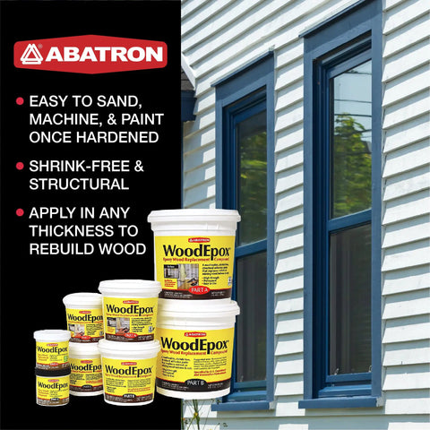 WoodEpox Kit Pro Grade 2 Pint 2 Part Structural Epoxy Adhesive Filler with house window repair example