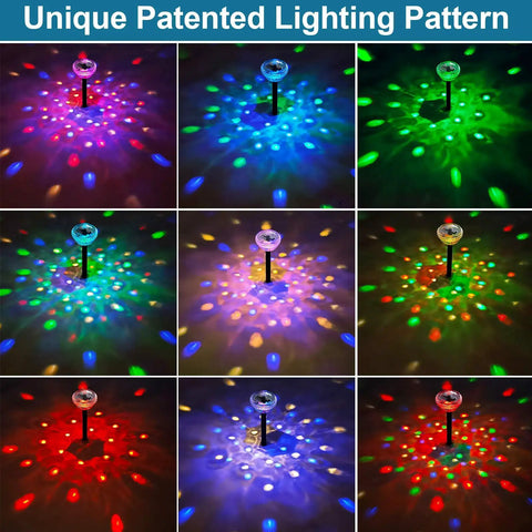 Solar Pathway Lights Outdoor 4 Pack With Auto Color Changing Waterproof Super Bright LED Path Lights showing color patterns