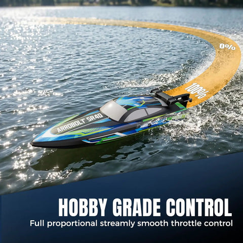 High Speed Brushless RC Boat For Adults With Dual Rechargeable Batteries 30 Minutes Run Time Proportional Throttle And Steering