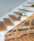 Staircase with Reclaimed Wood Plank Set For DIY Rustic Accent Wall With Multi Width And Color Kiln Dried And Easy To Install Vintage Vibe