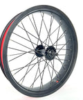 Beefy Front Fat Bike Wheel Set 20x4.0 Bolt On Rim for Snow Riding, side view showing double wall aluminum rim and dual bearing hub