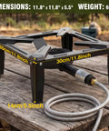 Heavy Duty Cast Iron Propane Burner With Adjustable Regulator Hose for Outdoor Camping and Wok Cooking on wooden table