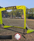 Go To Portable Backyard Soccer Goal Kit With 2 By 2.6 Ft Net, Ball, Pump, Ground Stakes And Carry Bag on grass field